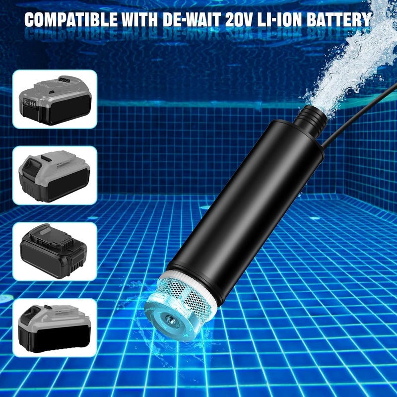 TEPULAS Mini Water Transfer Pump for Dewalt 20V 60V Battery, 635GPH Cordless Water Pump for Pool Draining, Pond, Garden, Fish Tank(Bare Tool) - Image 3